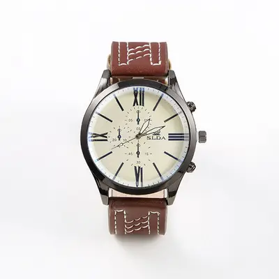 Deri kayışlı erkek kol saati, minimalist tasarım, kuvarz mekanizması - 9