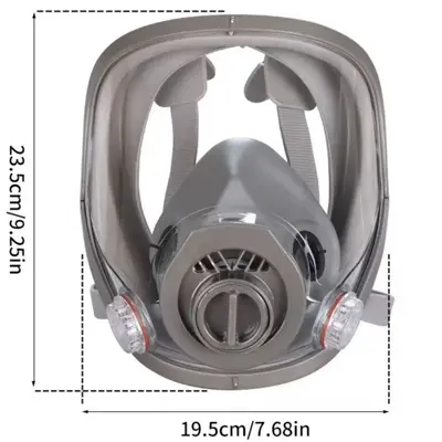 Full-Face Gas Mask with Three Ports, Compatible with Filter Canisters