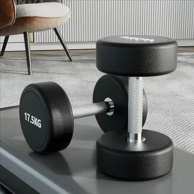 Rubber-coated steel dumbbell set for home training - 13