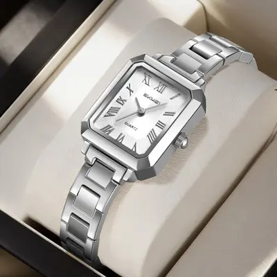 Shike Mei luxury women's watch, square design steel band waterproof - 9