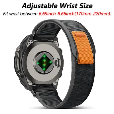20/22/26 Yeye Jin naylon kordon, Garmin fenix 8/7/6/7X/7S ve benzeri seriler için uyumlu kordon