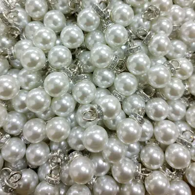 ABS Pearl Pendant with Hanging Ring, Decorative Charm for Wedding Gift Bags - 10