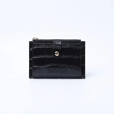 Ultra-Thin Crocodile Pattern Card Holder with Zipper - 7