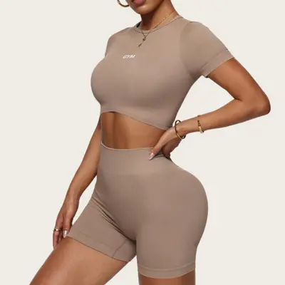 Hochtaillierte elastische Yoga-Shorts mit Po-Effekt, figurformend, Fitnessbekleidung - 3
