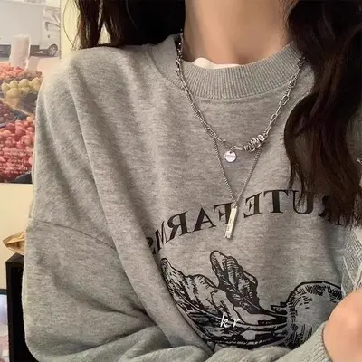 Double-layer women's necklace luxury sweater chain pendant