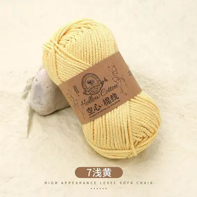 Hollow Cotton Knitting Yarn 2mm Stiff Round Thread for Crochet Bags and Hats - 12
