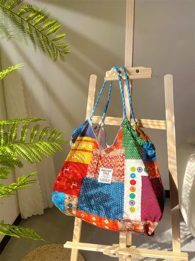 Grenzüberschreitende Tasche, Bangkok Thailand, Nepal Bedruckte Stofftasche, großes Fassungsvermögen, lässige Umhängetasche, Damen Tote Bag im Relaxed-Look