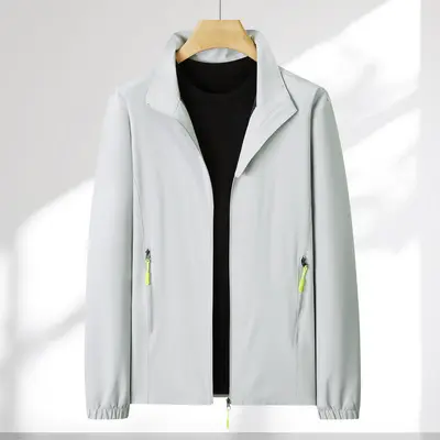 Stand-Collar Long-Sleeve Windproof Thin Windbreaker Jacket - 12