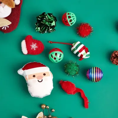 Noel Temalı Kedi Oyuncak Seti, Etkileşimli Kedi Oltası ile Birlikte - 13