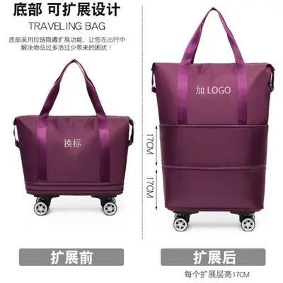 Universal Rollkoffer, Reisekoffer mit Rollen, großvolumige Tasche, Damenklapptrolley, Einkaufs- und Kosmetiktasche