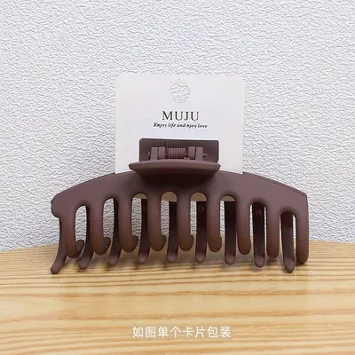 Card mounted high-quality rubber paint large grip simple brown hair clip barcode hair accessory back of head shark clip
