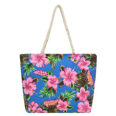 Printed Canvas Shoulder Bag, Floral Pattern, Large Capacity Tote Bag - 6