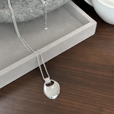 Saddle bag pendant luxury silver clavicle chain necklace