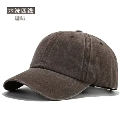 Euro-American Cross-Border Water-Washed Four-Seam Vintage Baseball Cap Distressed Denim Duck Bill Cap Hot-Selling Plain Cap Custom Logo - 11