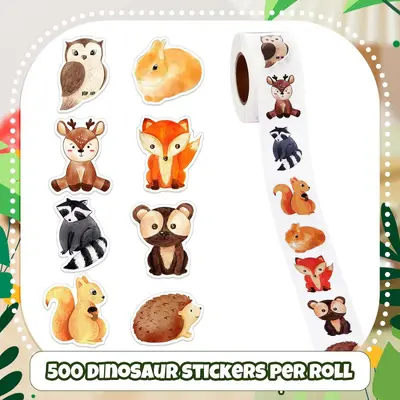 Dinosaur and Ocean Animal Shaped Sticker Roll, Decorative Gift Box