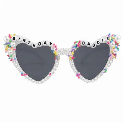 Birthday Sunglasses with Pearl Heart Frames - 7