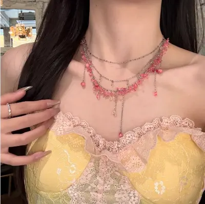 Kelebek kolye choker, vintage, saçaklı boyun zinciri - 12