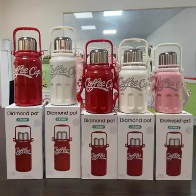 316 paslanmaz çelik çift katmanlı vakumlu termos, taşıma halatlı, 2 litre - 9