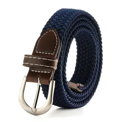 Solid Color Women's Canvas Belt, Thin Elastic Stretch Waistband - 9
