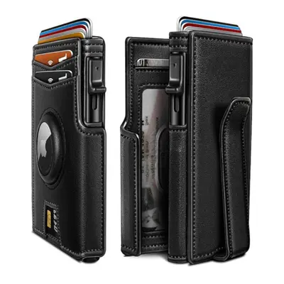 Genuine Leather Men's Bi-Fold Wallet with AirTag Aluminum Box - 9