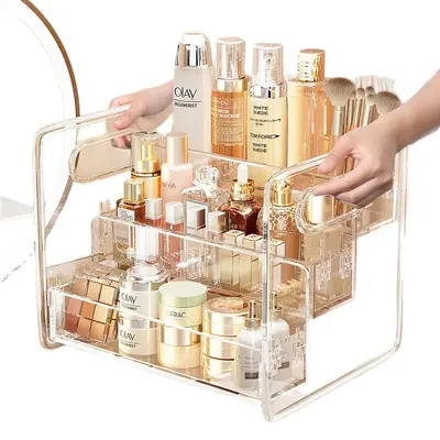 Cosmetics storage box, tiered multi-layer, dust-proof - 6