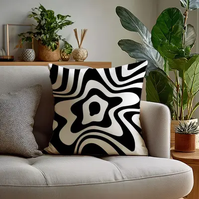 Black and White Geometric Throw Pillow Cover, Modern Minimalist Sofa Cushion - 8