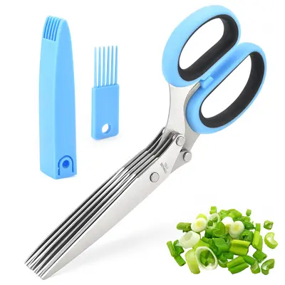 Five-Layer Stainless Steel Green Onion Scissors, Vegetable and Herb Scissors - 7