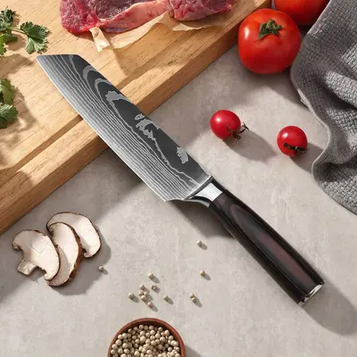 Şam desenli bıçak seti, 3 parçalı, keskin - 4