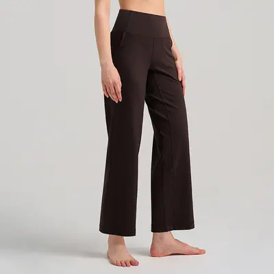 Damen Weitbein-Yogahose, hohe Taille, schnelltrocknend, 28" - 8