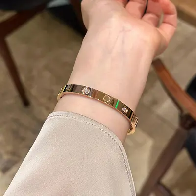Titanyum çelik love bilezik kadın, 18K roségold kaplı - 3