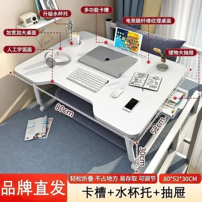 Foldable Study Desk with Large Tabletop, Bedroom - 8