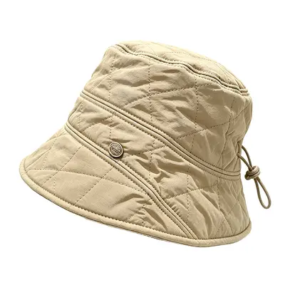 Korean-Style Diamond Quilted Bucket Hat, Windproof Wide Brim - 9
