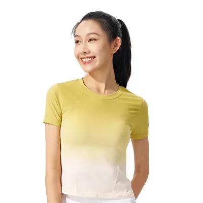 Women's Sports Short-Sleeve Top, Quick-Dry, Gradient Color - 12