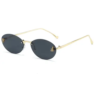 Oval Rhinestone Frameless Sunglasses for Women and Men - 7