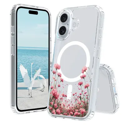 Apple iPhone 17 Pro Max manyetik telefon kılıfı, sınır ötesi Avrupa ve Amerikan çiçek desenli TPU+PC koruyucu kılıf - 10