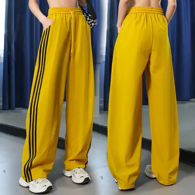 Summer Side-Stripe Sports Pants, High Waist Quick-Dry - 10