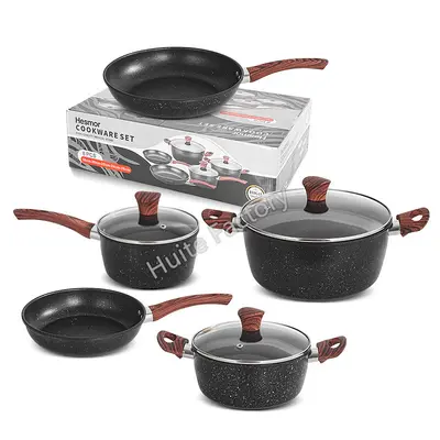 Maifanite Nonstick Pot Set with Wood-Grain Handle