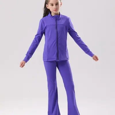 Children's UV-Protective Yoga Set, Breathable Long-Sleeve Jacket for Girls - 10