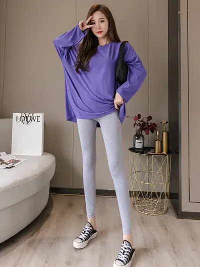 Modal Nine-Point Leggings for Women, Cotton, Spring and Autumn - 8