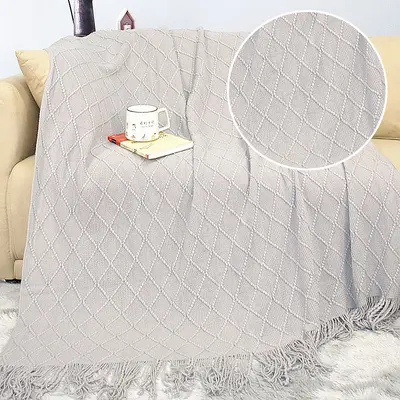 Knitted yarn blanket summer new Scandinavian tassel blanket office bed blanket premium sofa candy blanket - 12