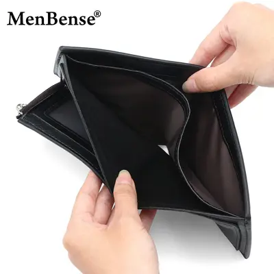 Men's Short Wallet with Multiple Card Slots and Side Zip Coin Pocket - 4
