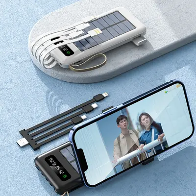 Sınır ötesi toptan satış açık hava güneş enerjili powerbank büyük kapasiteli 20000 mAh kompakt mobil güç kaynağı dahili kablolu