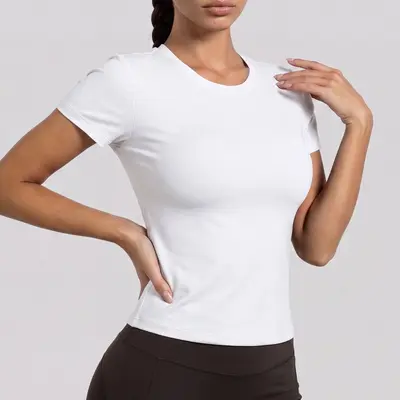 Damen-Yoga-Oberteil, Kurzarm, schnelltrocknend, atmungsaktiv - 9