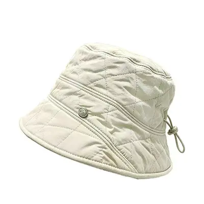 Korean-Style Diamond Quilted Bucket Hat, Windproof Wide Brim - 10