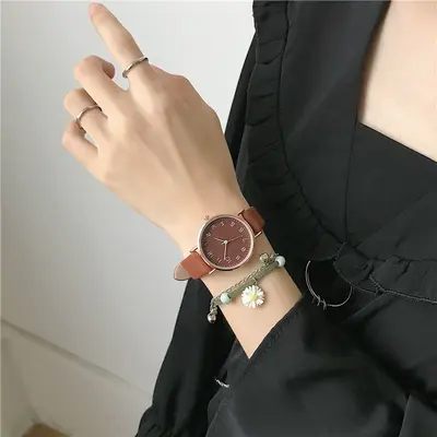 Mädchen-Quarzuhr grün Retro Waldstil - 8