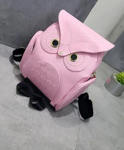 Women's Small Owl PU Backpack for School and Travel - 9