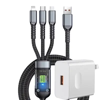 100W Ladekabel, 3-in-1, 6A, Schnellladung