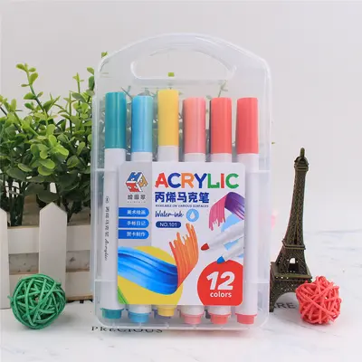 Acrylmalstifte, 12er/24er/48er-Set, zum Malen auf Stoff/Keramik/Holz, wasserfest - 7