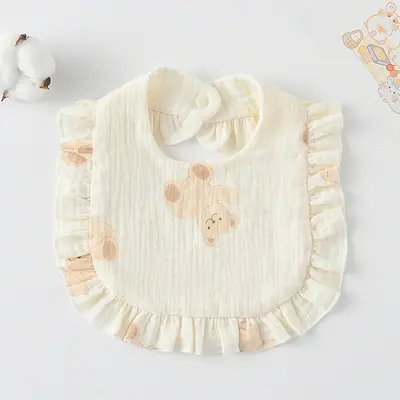 Reine Baumwolle Baby-Lätzchen mit Rüschen, Klasse A Mull, saugfähig - 8