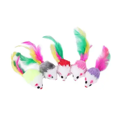 Feather Plush Mouse Cat Toy with Bell, Bite-Resistant - 6